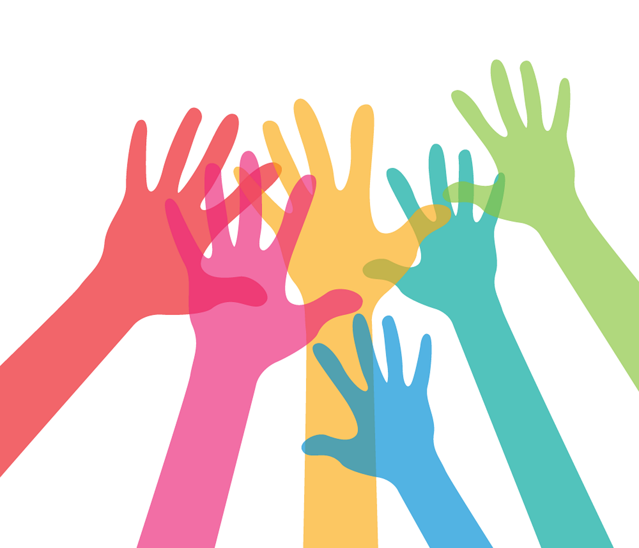 Hands reaching up